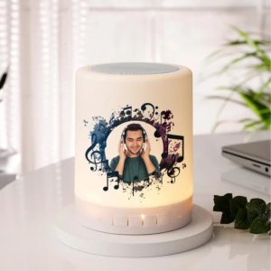 Giftboxwale- Customized 4 Photo Bluetooth Speaker Night Light with Music Theme Design, LED Touch Lamp, Portable Wireless Audio