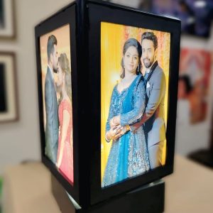 Giftboxwale- Anniversary Gift for Wife Rotating LED Photo Lamp with 5 Photos|Customized Gift for Couple Special|Personalized Gift for Husband,Custom Photo Gifts (Big)