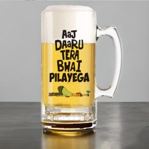 Giftboxwale- Funny, Inspirational, Quirky Quote & Photos Clear Beer Mug/Glass - Gift for Husband Father Friends on Birthday (Pack of 1)
